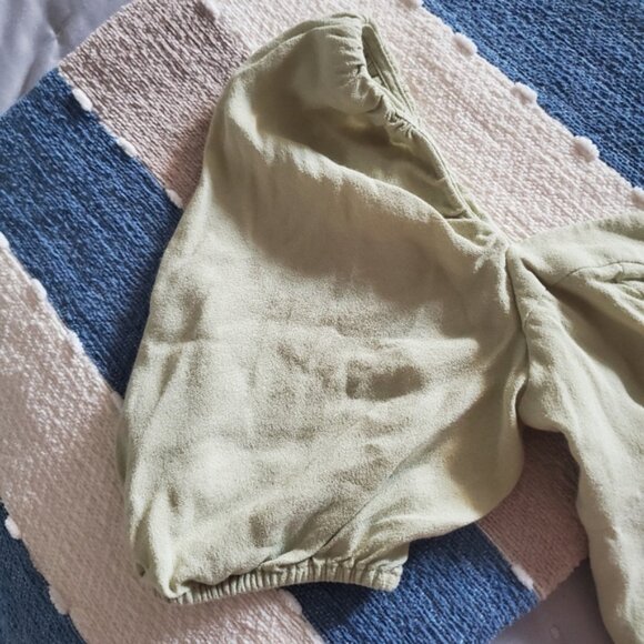 ARITZIA WILFRED "NOVELLA" Puff Sleeve Blouse In Sage Frost - Picture 15 of 16